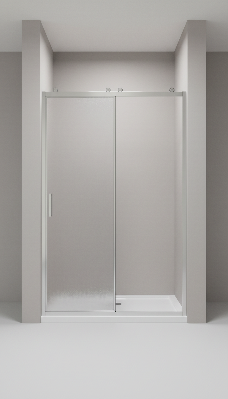 Minimalist Brushed Aluminum Sliding Shower Door