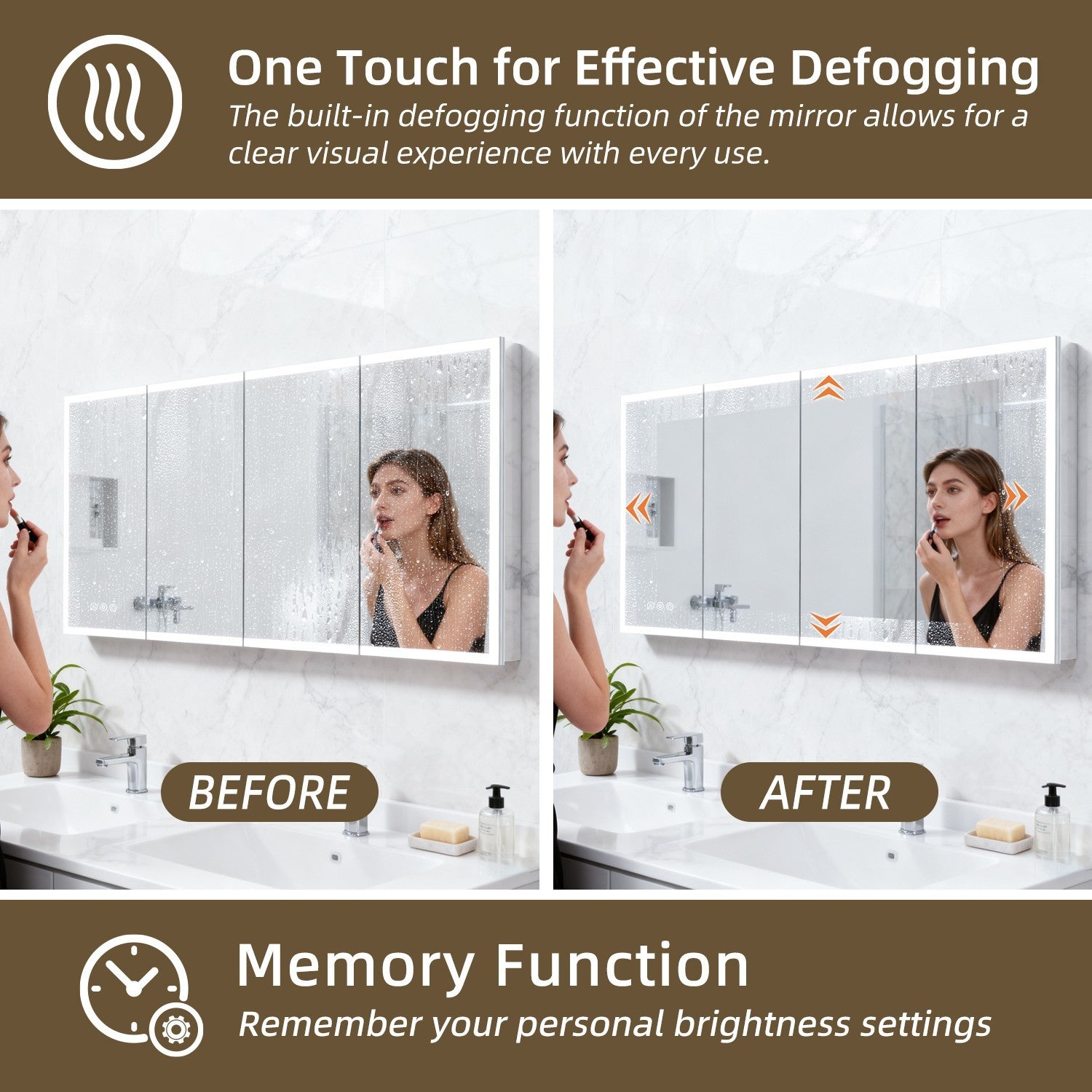 72"X32"Led Medicine Cabinet Bathroom Mirror Recessed /Wall Mounted, Anti-Fog