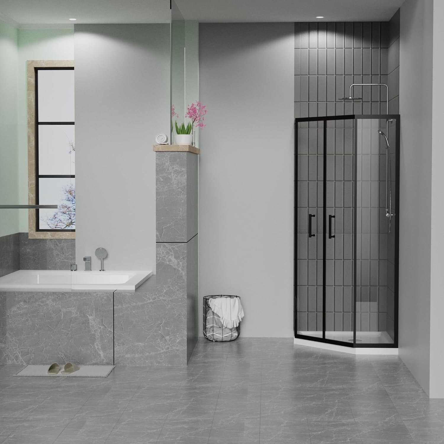36"x36" Corner Shower Pan Base Neo-Angle Center Drain, No Drainage Set