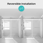 68-72x76" Frameless Double Slide Shower Door 3/8" Tempered Glass Brushed Nickel
