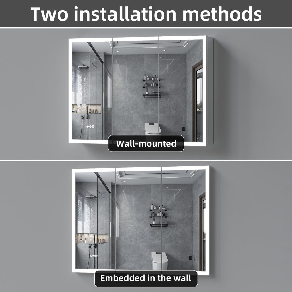 48"X32"Led Medicine Cabinet Bathroom Mirror Recessed /Wall Mounted, Anti-Fog
