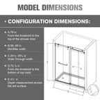 56-60"W x 76"H Double Sliding Shower Door in Chrome,  3/8'' (10mm) Clear Glass