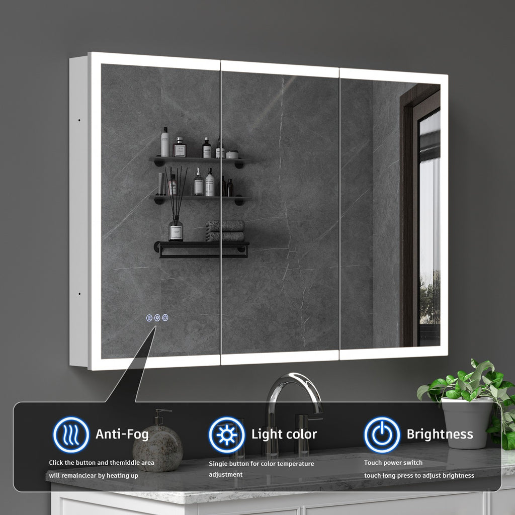 48"X32"Led Medicine Cabinet Bathroom Mirror Recessed /Wall Mounted, Anti-Fog