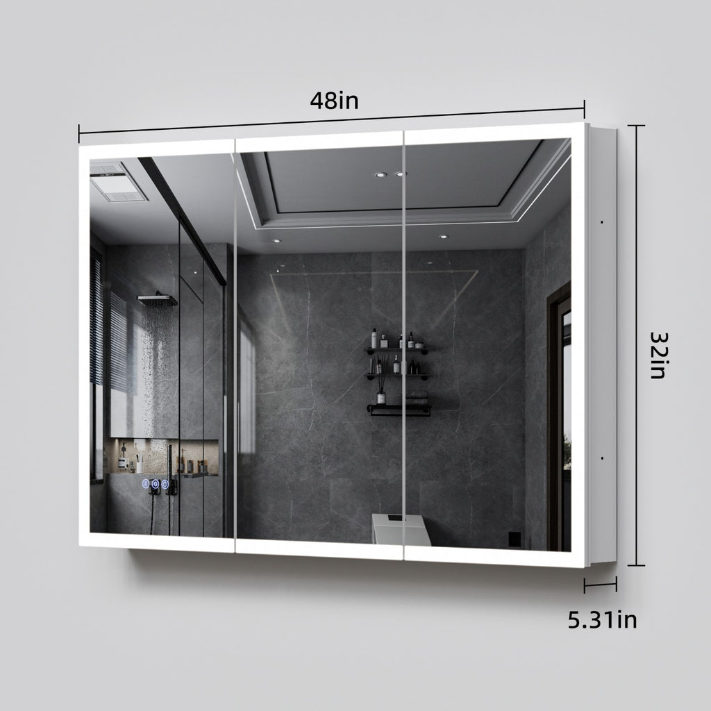 48"X32"Led Medicine Cabinet Bathroom Mirror Recessed /Wall Mounted, Anti-Fog