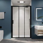 （44"-48"） x70" Tri-fold Sliding Shower Door, Matte Black, 6mm Tempered Glass