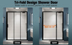 （56"-60") x70"  Tri-fold Sliding Shower Door, Matte Black, 6mm Tempered Glass
