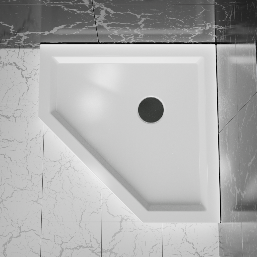 36"x36" Corner Shower Pan Base Neo-Angle Center Drain, No Drainage Set