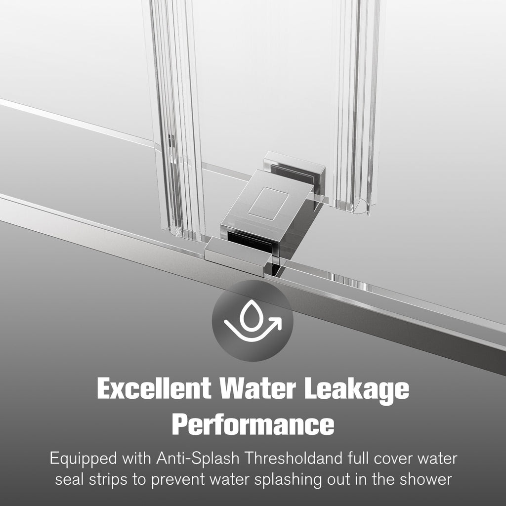 (56-60)''x76'' Frameless Double Sliding Shower Door, 10mm SGCC Tempered Glass