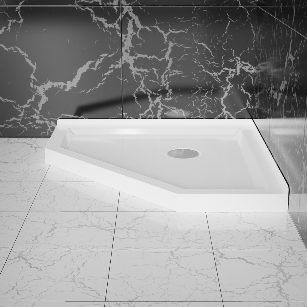36"x36" Corner Shower Pan Base Neo-Angle Center Drain, No Drainage Set