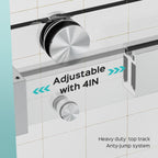 68-72x76" Frameless Double Slide Shower Door 3/8" Tempered Glass Brushed Nickel