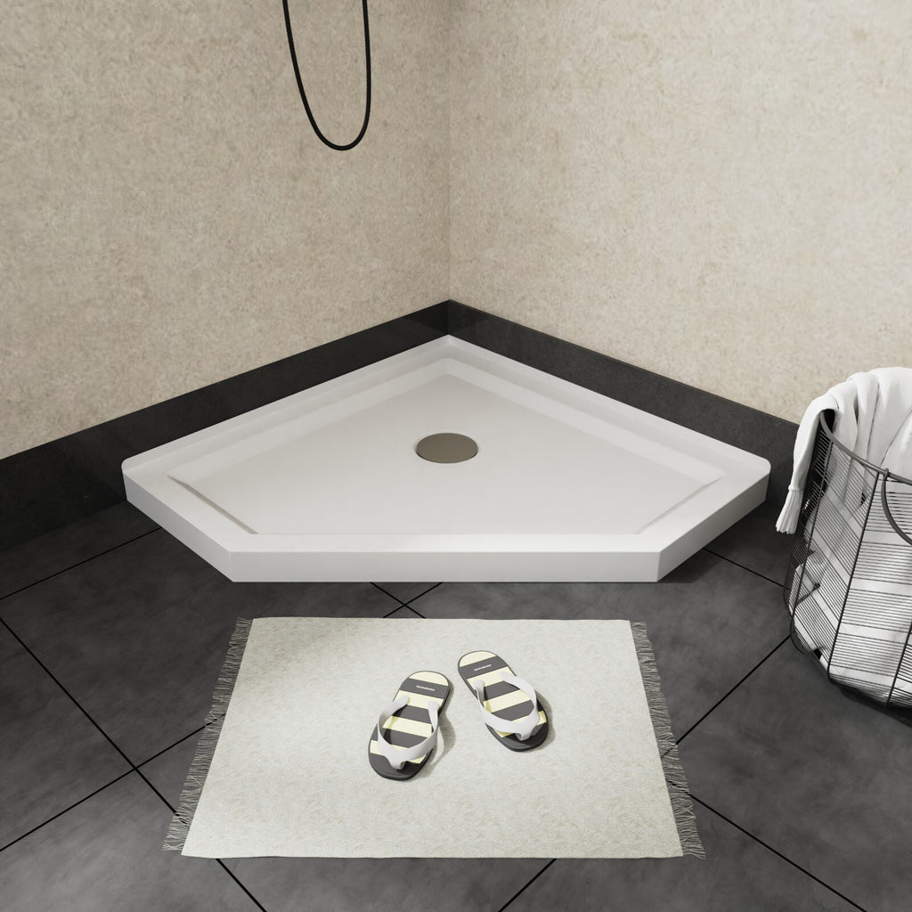 36"x36" Corner Shower Pan Base Neo-Angle Center Drain, No Drainage Set