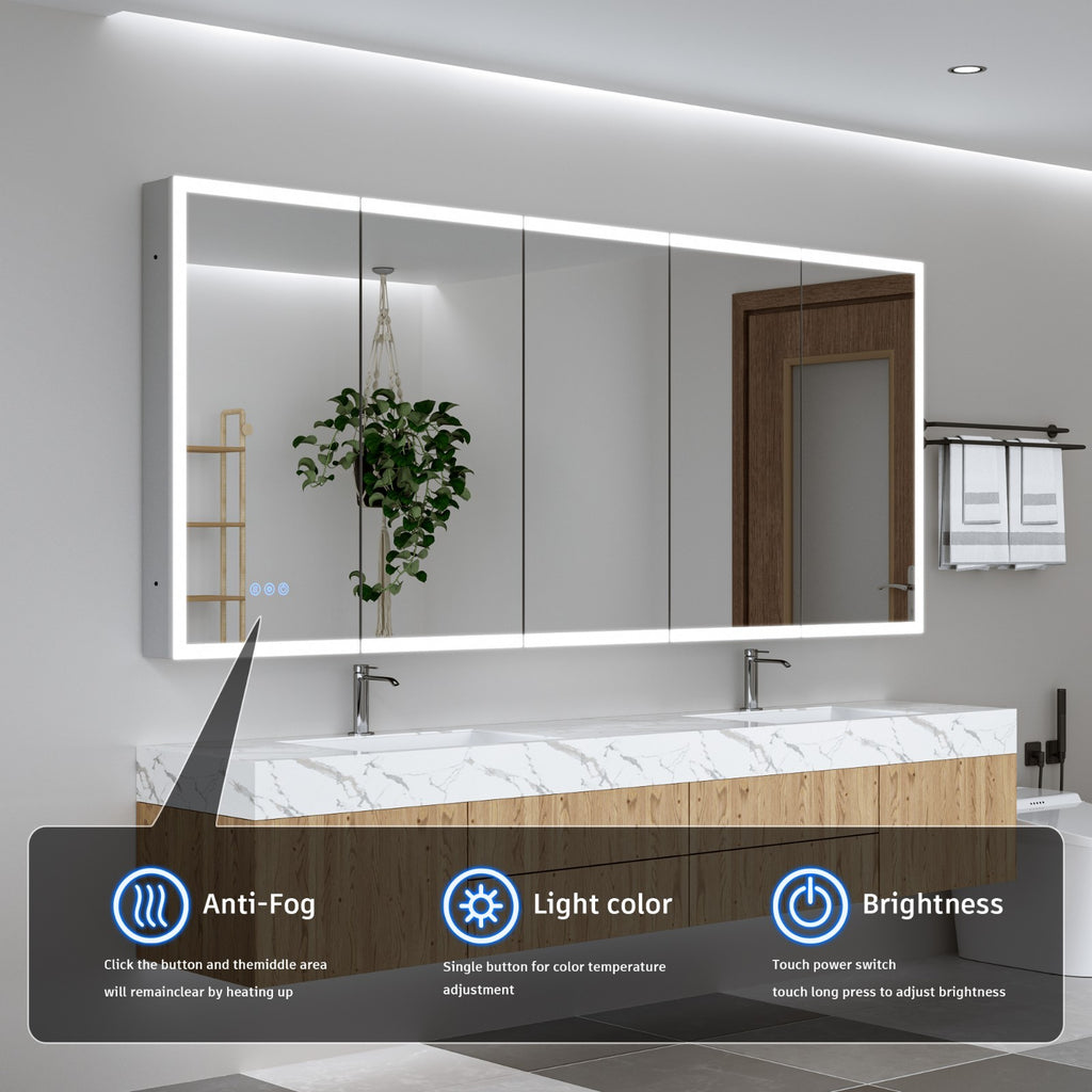 84"X36"Led Medicine Cabinet Bathroom Mirror Recessed /Wall Mounted, Anti-Fog