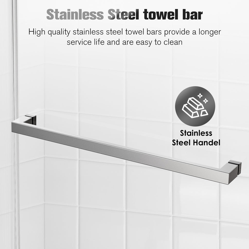 (56-60)''x76'' Frameless Double Sliding Shower Door, 10mm SGCC Tempered Glass