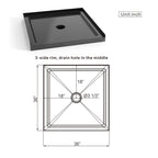 36'' Square Shower Base Black ABS, high-gloss,Centered Drain, without  drain set