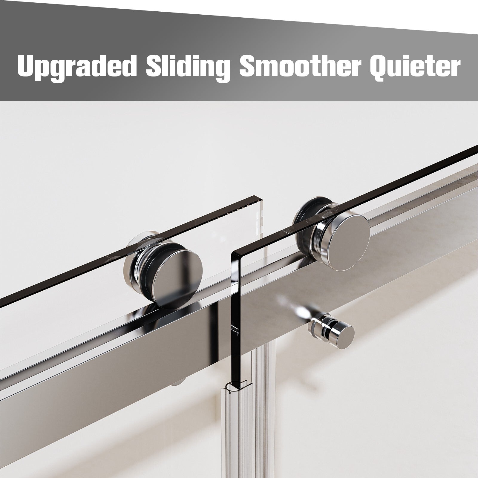 56-60"W x 76"H Double Sliding Shower Door in Chrome,  3/8'' (10mm) Clear Glass