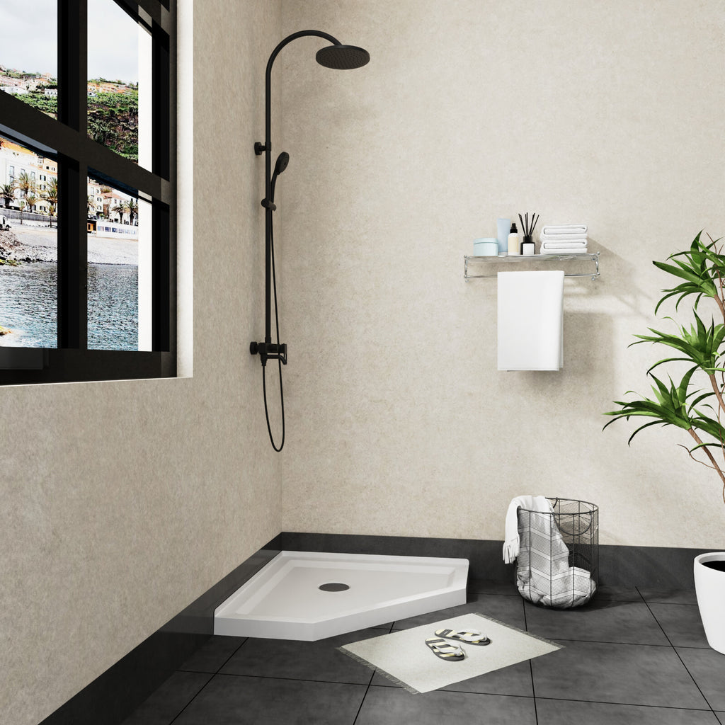 36"x36" Corner Shower Pan Base Neo-Angle Center Drain, No Drainage Set