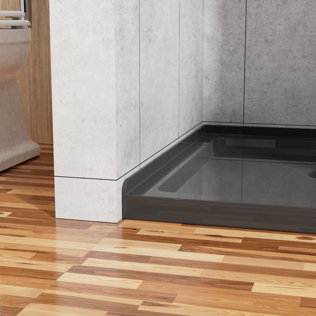 36'' Square Shower Base Black ABS, high-gloss,Centered Drain, without  drain set