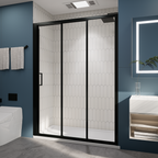 （56"-60") x70"  Tri-fold Sliding Shower Door, Matte Black, 6mm Tempered Glass