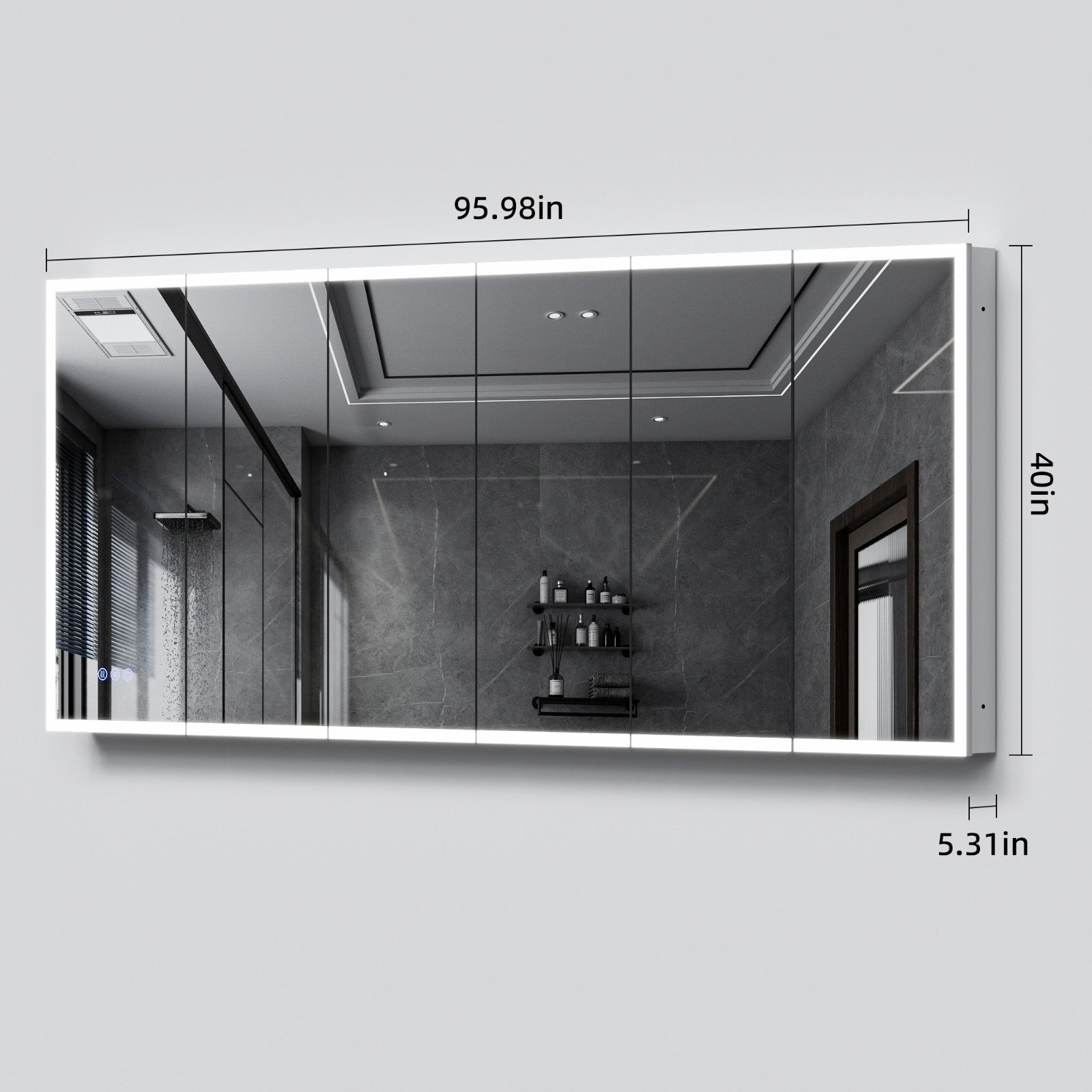 96"X40"Led Medicine Cabinet Bathroom Mirror Recessed /Wall Mounted,Anti-Fog