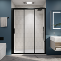 （56"-60") x70"  Tri-fold Sliding Shower Door, Matte Black, 6mm Tempered Glass