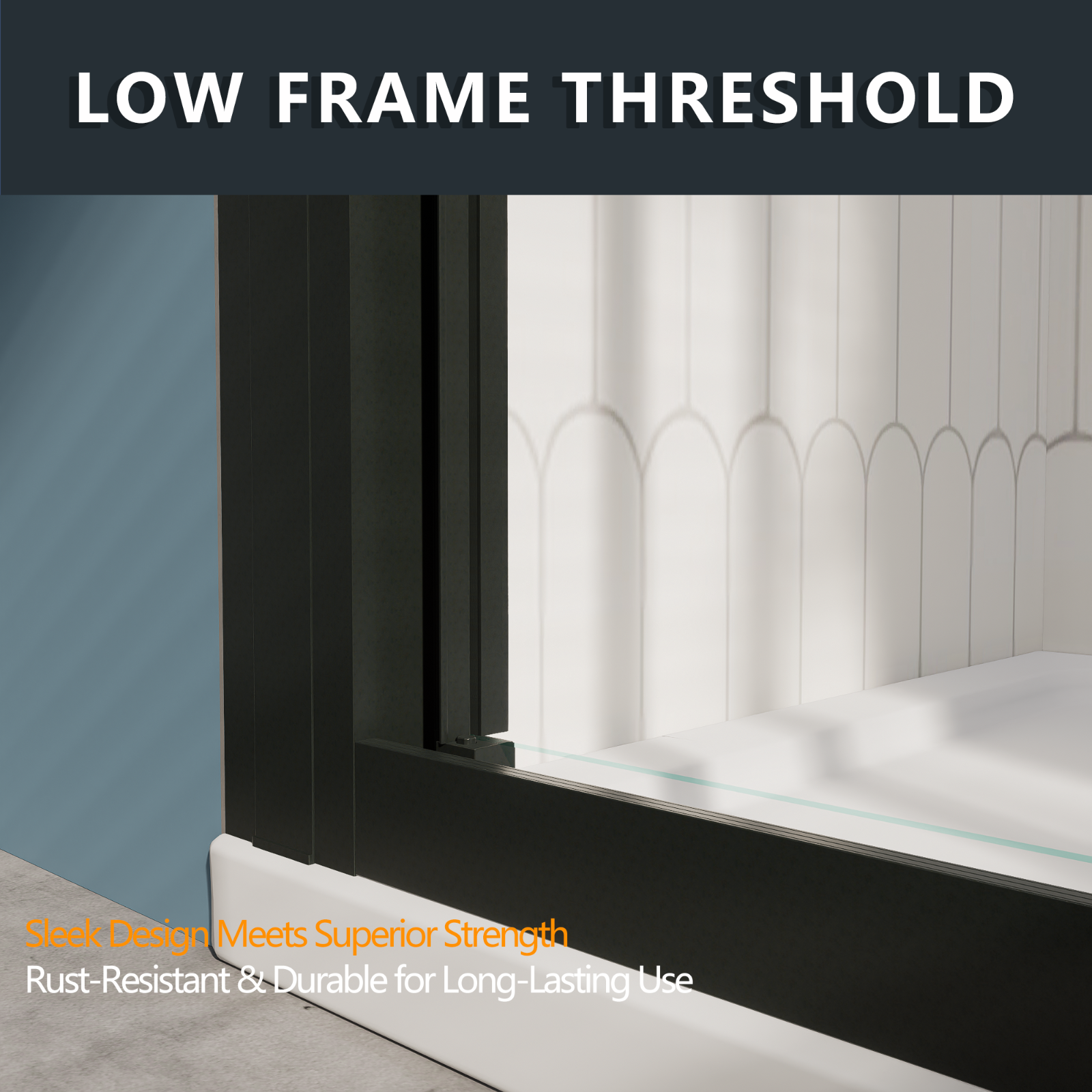 （56"-60") x70"  Tri-fold Sliding Shower Door, Matte Black, 6mm Tempered Glass