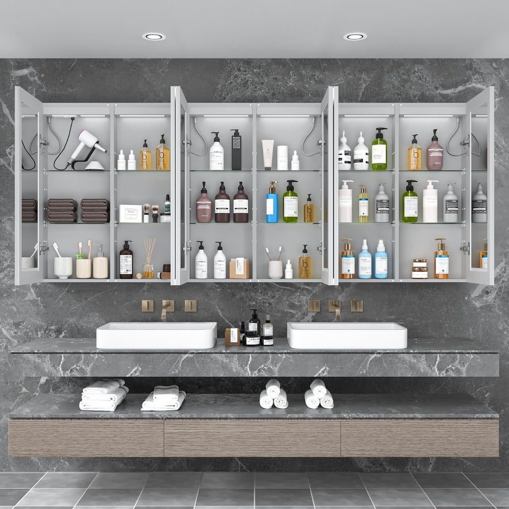 96"X40"Led Medicine Cabinet Bathroom Mirror Recessed /Wall Mounted,Anti-Fog