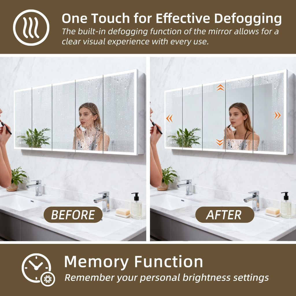 84"X36"Led Medicine Cabinet Bathroom Mirror Recessed /Wall Mounted, Anti-Fog