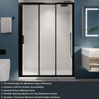 （56"-60") x70"  Tri-fold Sliding Shower Door, Matte Black, 6mm Tempered Glass