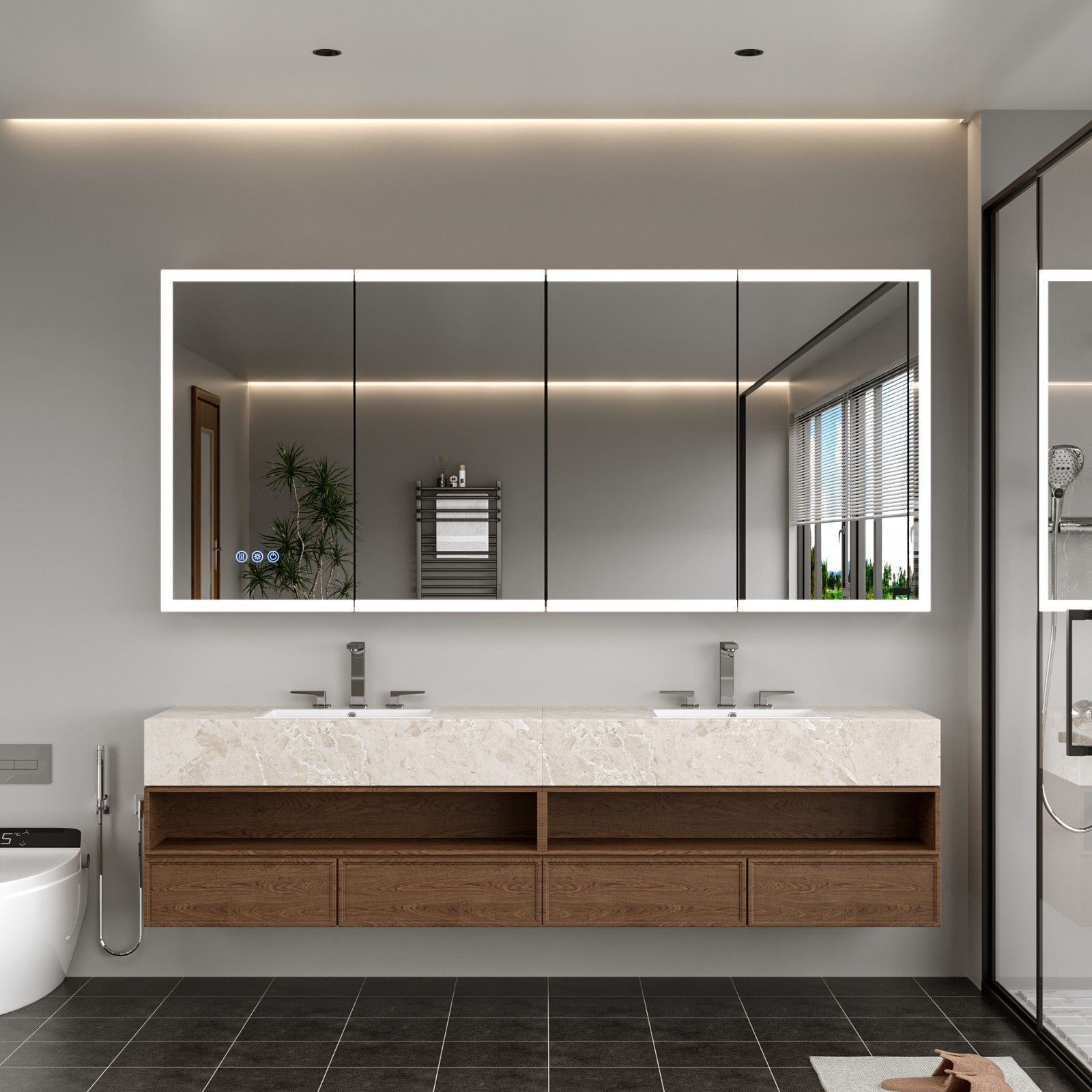 72"X32"Led Medicine Cabinet Bathroom Mirror Recessed /Wall Mounted, Anti-Fog