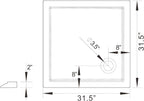 Square Acrylic Shower Base 32in. D x 32 in. W  Corner Shower Pan