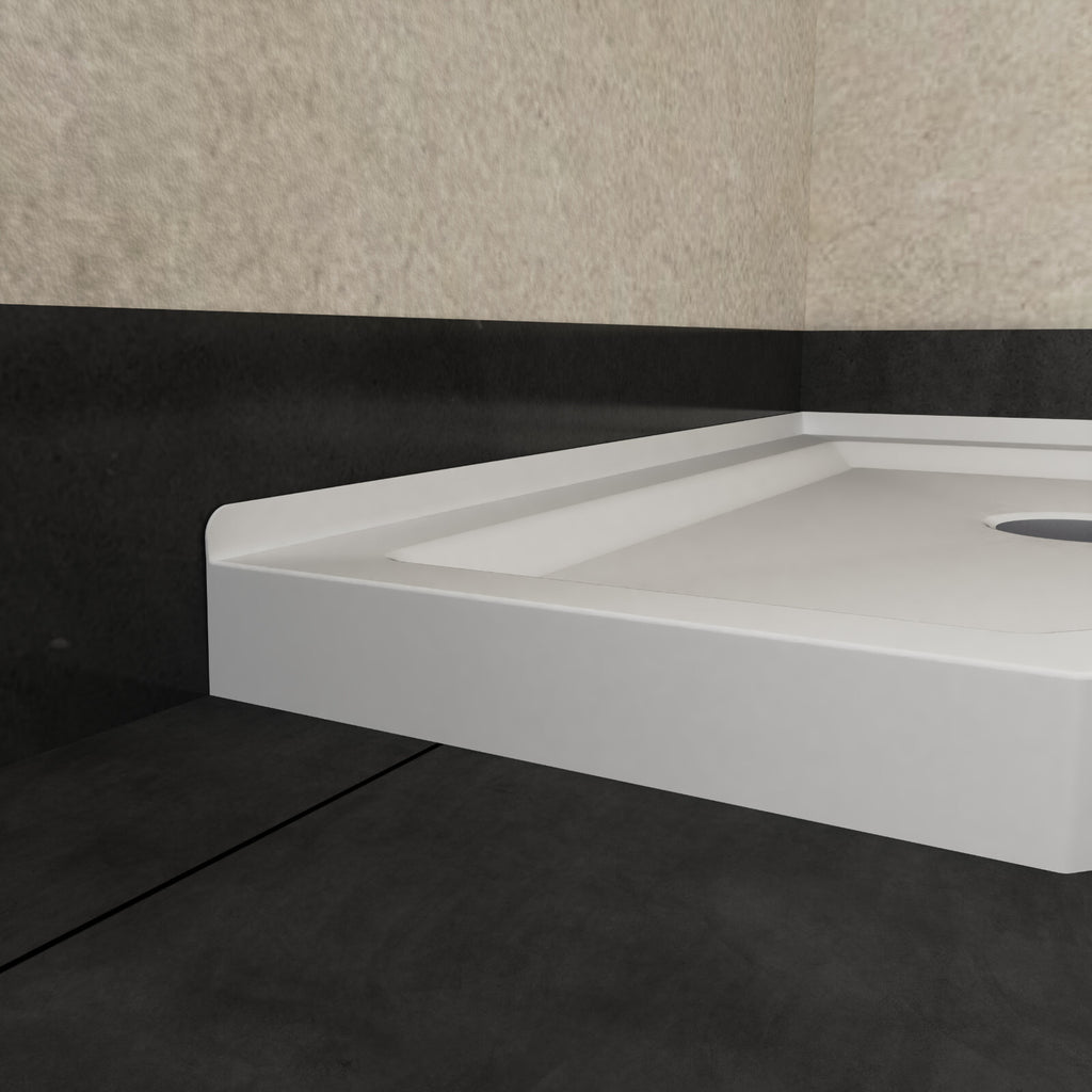 36"x36" Corner Shower Pan Base Neo-Angle Center Drain, No Drainage Set