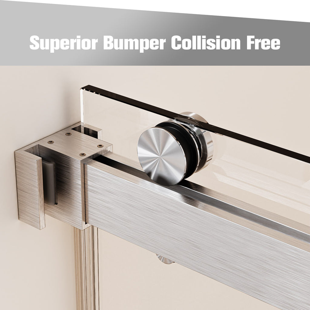 56-60"W x 76"H Double Sliding Shower Door in Brushed Nickel,  10mm Clear Glass