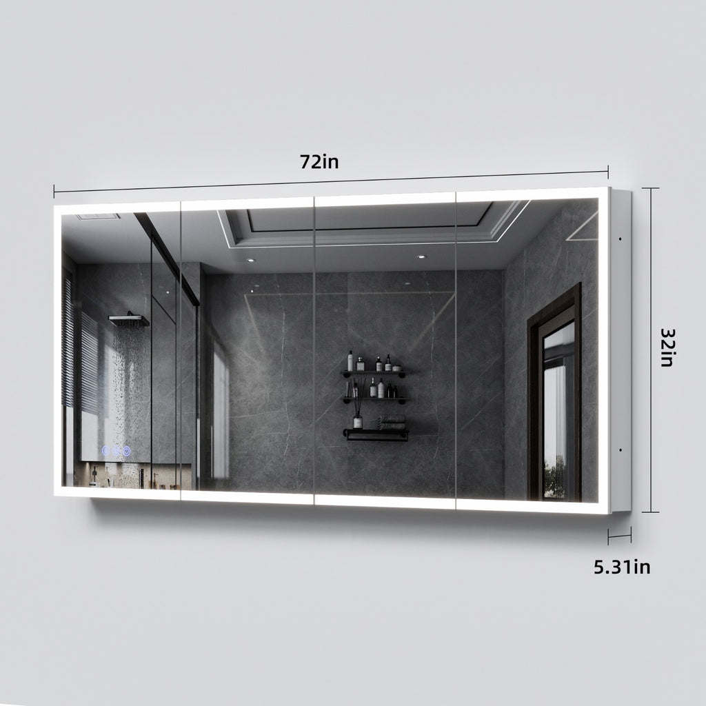 72"X32"Led Medicine Cabinet Bathroom Mirror Recessed /Wall Mounted, Anti-Fog