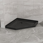 36"D x 36"W x 3.4"H Black Neo - Angle Corner Drain Shower Base, No Drain Kit