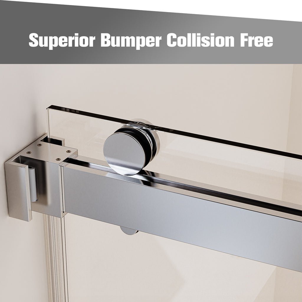 56-60"W x 76"H Double Sliding Shower Door in Chrome,  3/8'' (10mm) Clear Glass