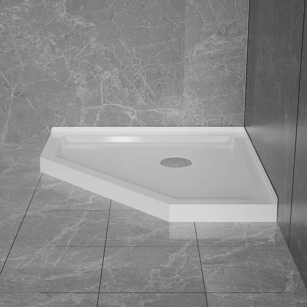 36"x36" Corner Shower Pan Base Neo-Angle Center Drain, No Drainage Set