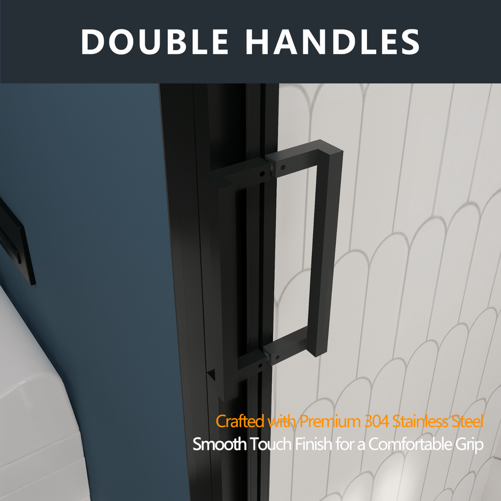 （56"-60") x70"  Tri-fold Sliding Shower Door, Matte Black, 6mm Tempered Glass