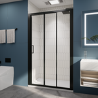 （44"-48"） x70" Tri-fold Sliding Shower Door, Matte Black, 6mm Tempered Glass