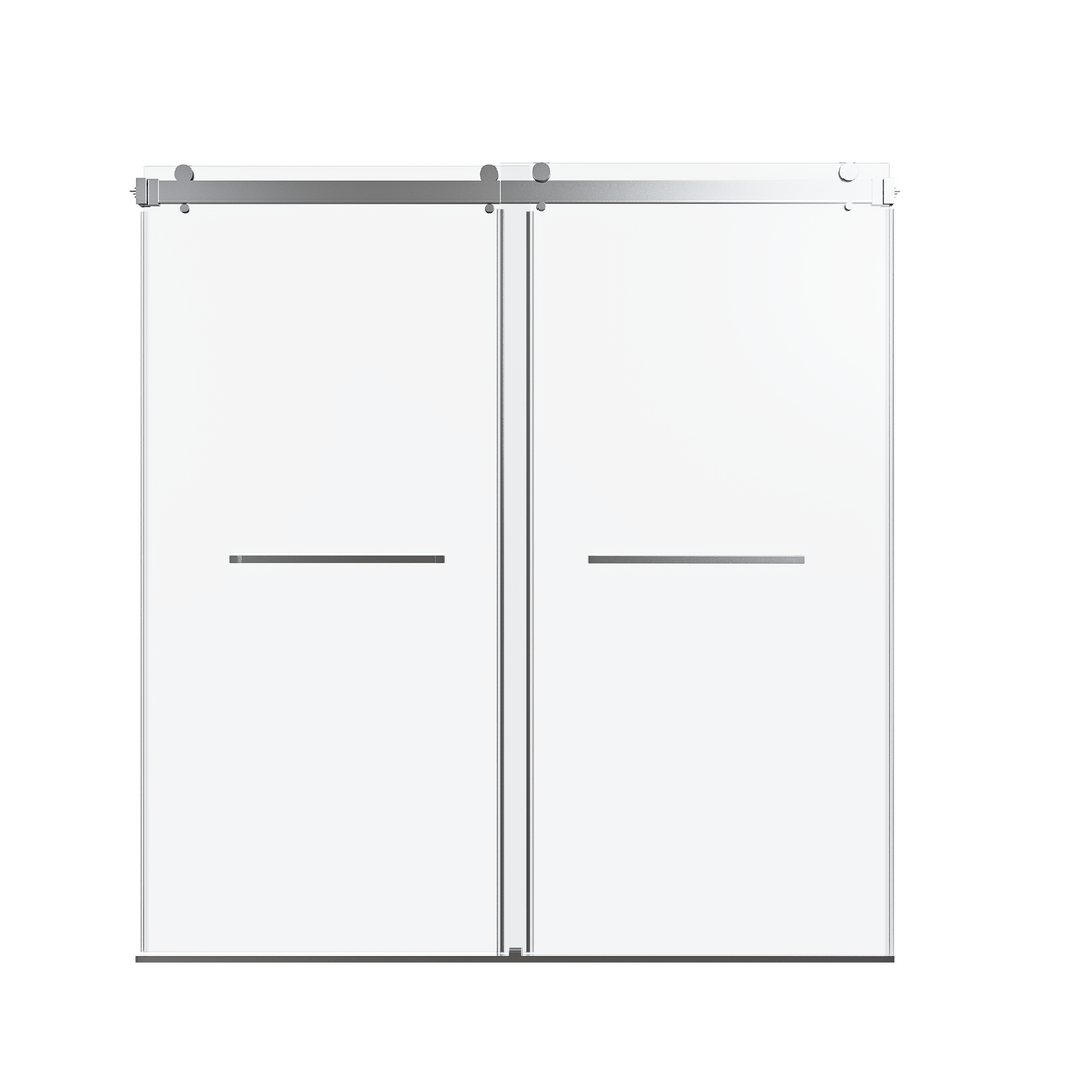 （68-72）''x76" Double Sliding Shower Door 3/8"Tempered Glass Chrome No Soft-close