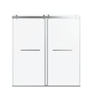 （68-72）''x76" Double Sliding Shower Door 3/8"Tempered Glass Chrome No Soft-close