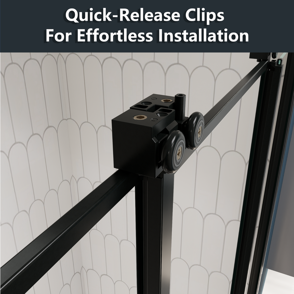 （56"-60") x70"  Tri-fold Sliding Shower Door, Matte Black, 6mm Tempered Glass