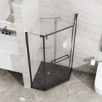 36"D x 36"W x 3.4"H Black Neo - Angle Corner Drain Shower Base, No Drain Kit