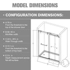 56-60"W x 76"H Double Sliding Shower Door in Brushed Nickel,  10mm Clear Glass