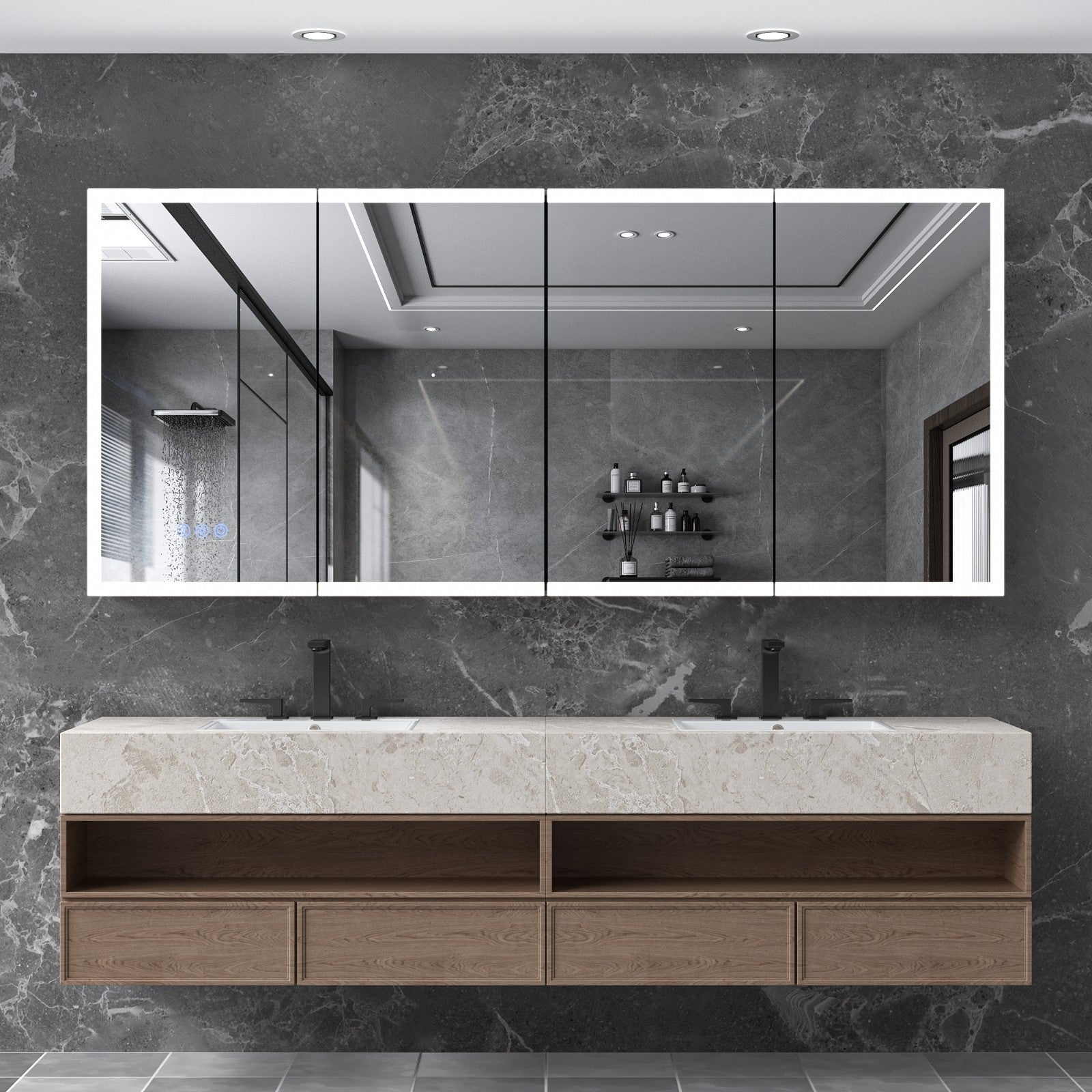 72"X32"Led Medicine Cabinet Bathroom Mirror Recessed /Wall Mounted, Anti-Fog