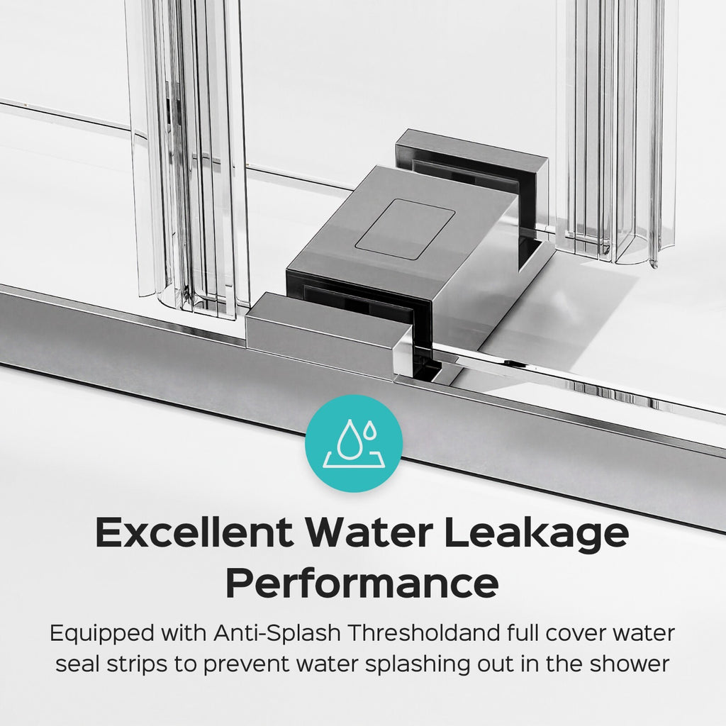 （68-72）''x76" Double Sliding Shower Door 3/8"Tempered Glass Chrome No Soft-close