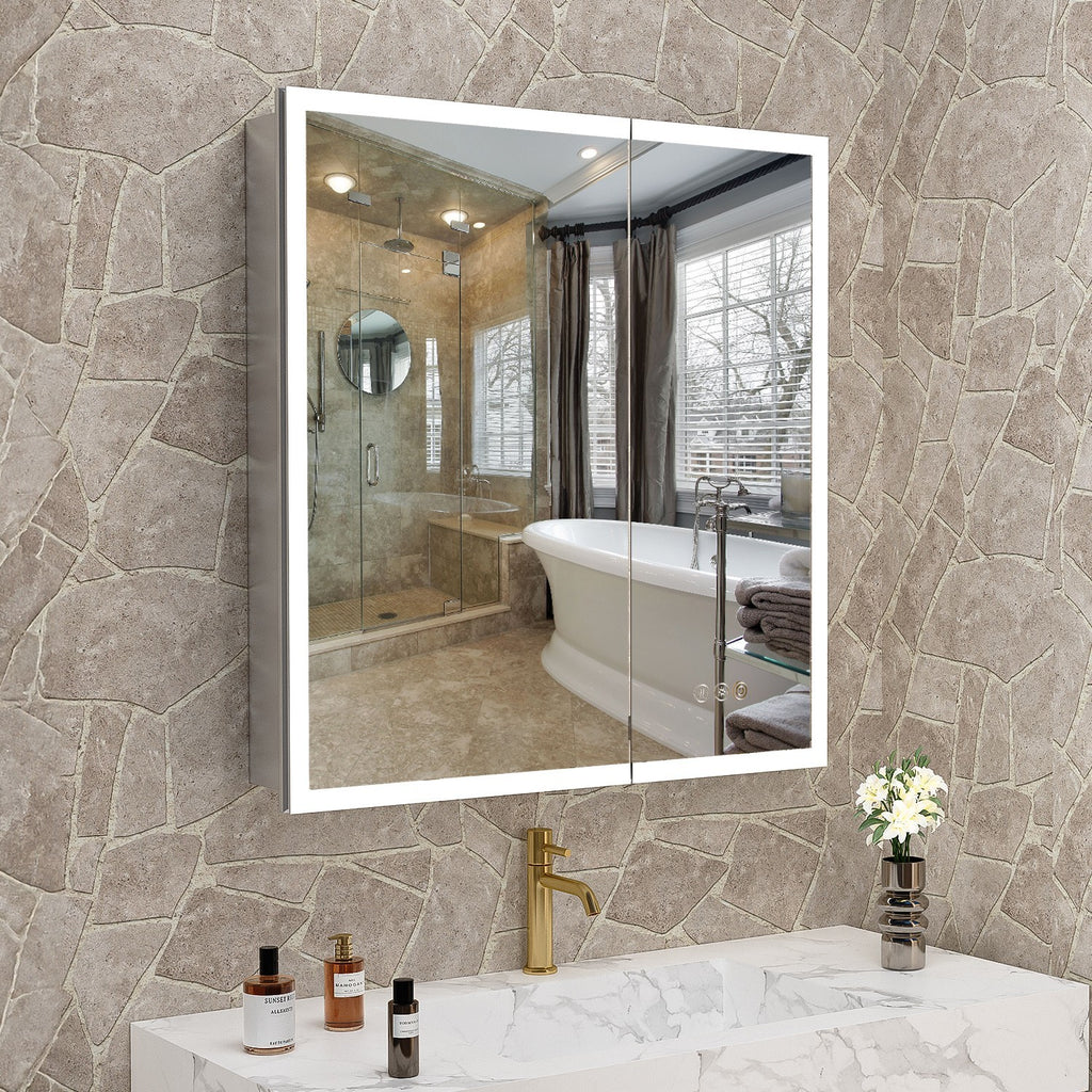 30"X32"Led Medicine Cabinet Bathroom Mirror Recessed /Wall Mounted,Anti-Fog