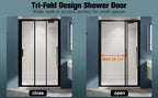 （44"-48"） x70" Tri-fold Sliding Shower Door, Matte Black, 6mm Tempered Glass