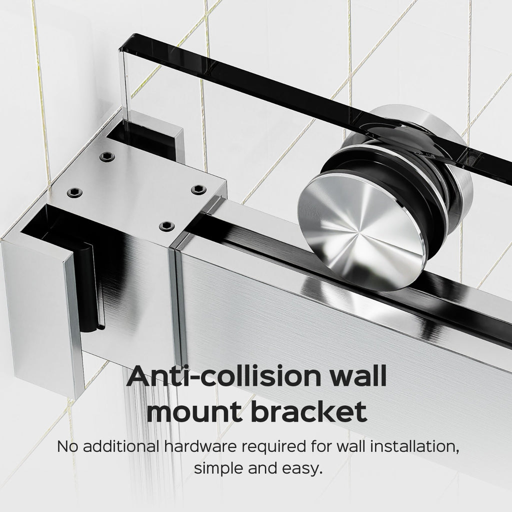 68-72x76" Frameless Double Slide Shower Door 3/8" Tempered Glass Brushed Nickel