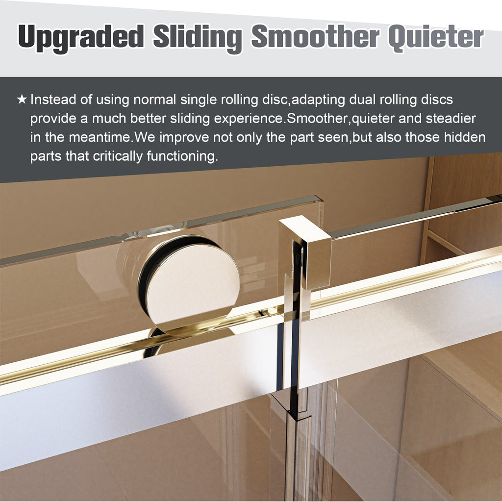 68-72"W*76"H Frameless Single Sliding Soft-Close Shower Doors 3/8"Tempered Glass