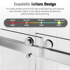 (56-60)''x76'' Frameless Double Sliding Shower Door, 10mm SGCC Tempered Glass